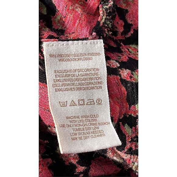 Free People Women's Small Floral Red Black Viscose Wide Leg Jumpsuit One Piece - Picture 9 of 11